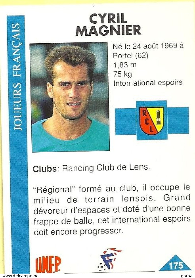 *Carte PANINI Cartonnée - 1993 - Cyril MAGNIER - RC LENS - Trading Cards