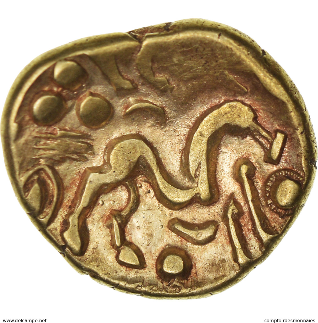 Monnaie, Ambiens, Statère, 60-50 AC, TTB+, Or, Delestrée:242 Var - Celtic