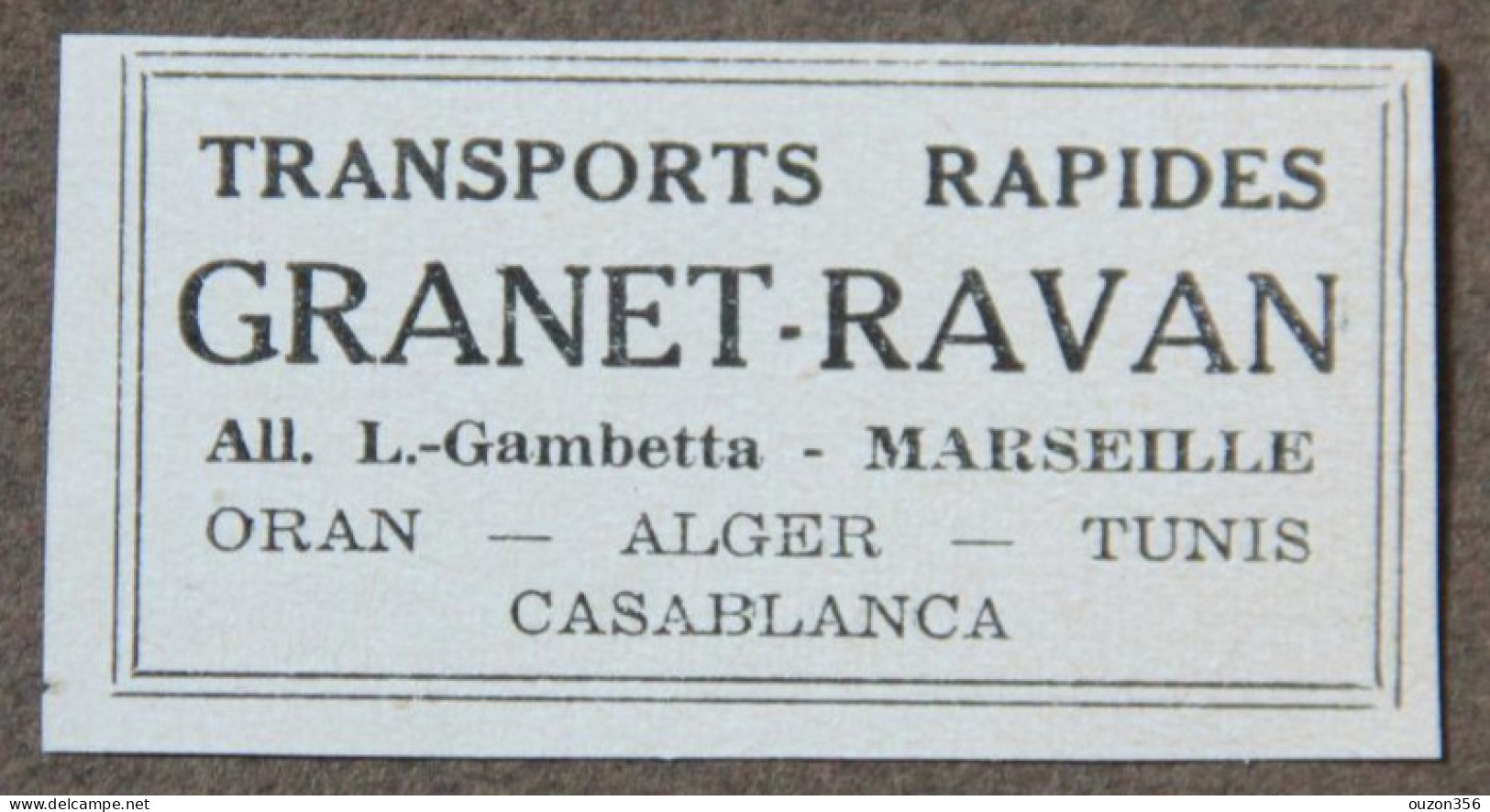 Publicité : Transports Rapides GRANET-RAVAN, à Marseille, 1951 - Publicités