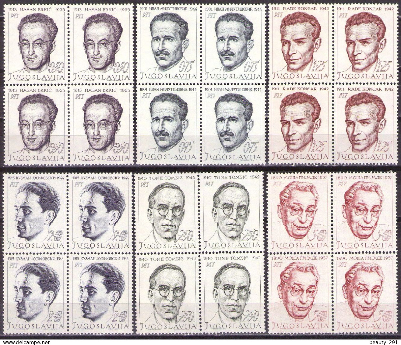 Yugoslavia 1968 - National Heroes - Mi 1307-1312 - MNH**VF - Neufs