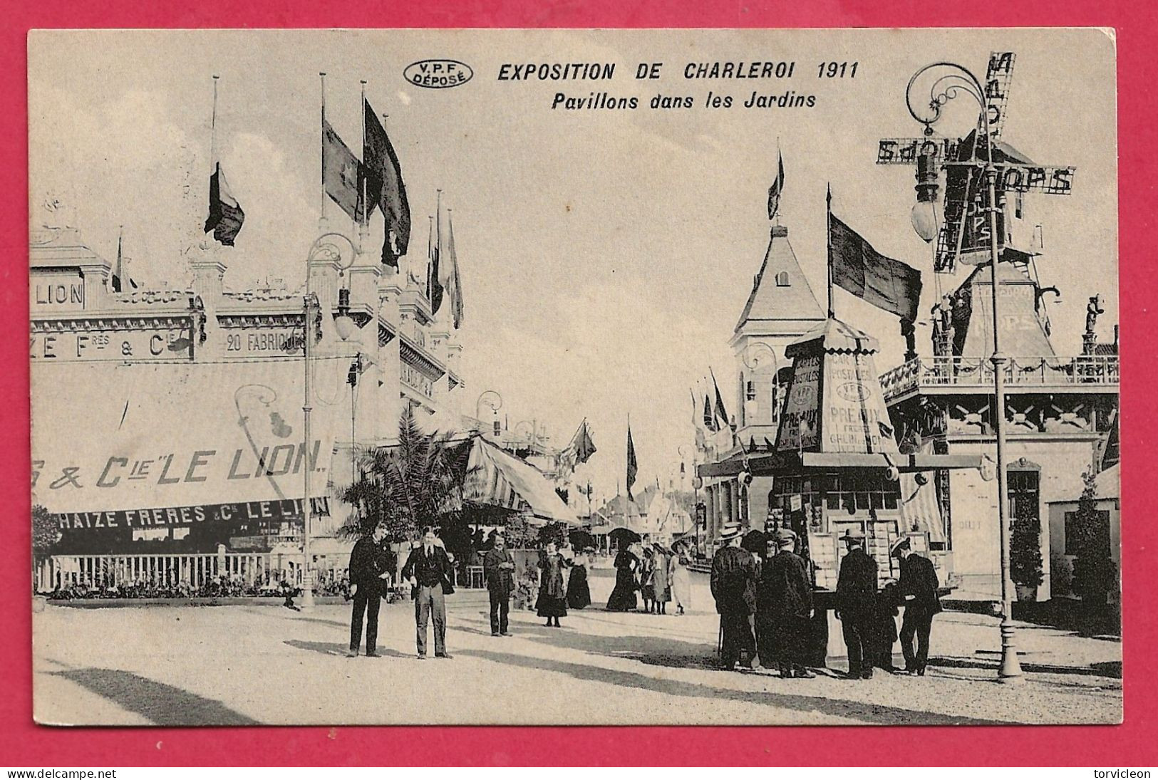C.P. Charleroi   = Exposition De  1911 : Les Allées De L' Aile Droite :  Restaurant  Du  FAISAN  DORE  Dans Le Fond - Charleroi