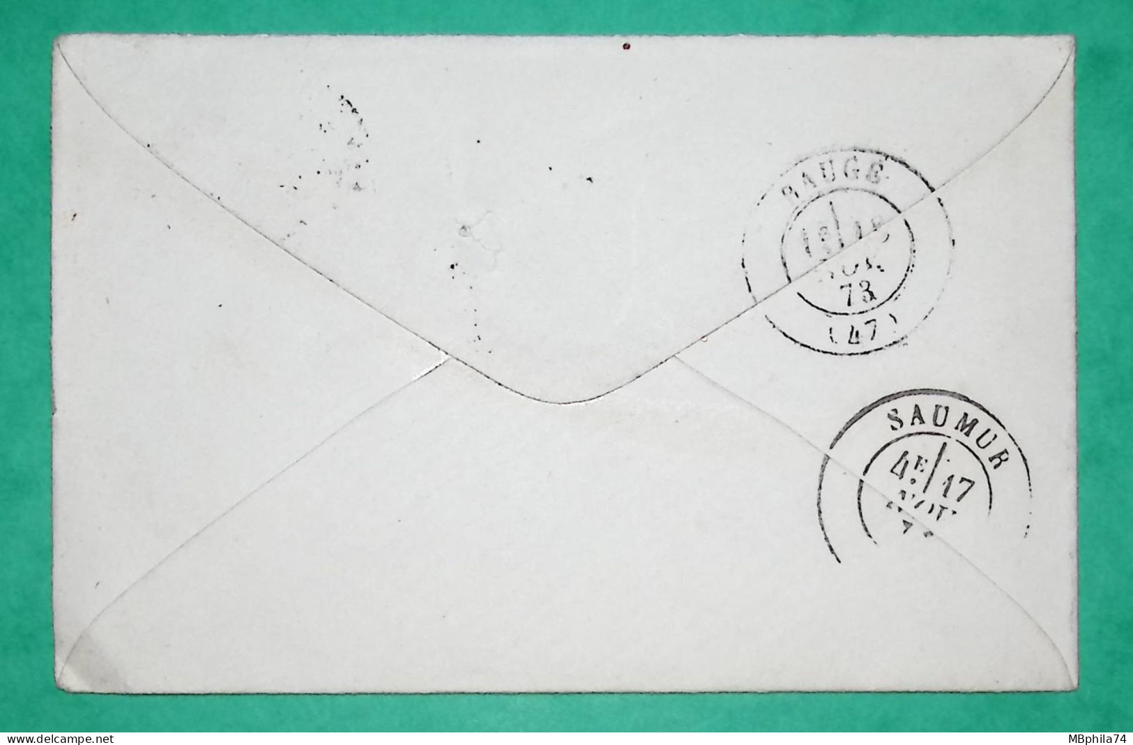 N°60A GC 1137 CORNE MAINE ET LOIRE POUR BAUGE 1873 LETTRE COVER FRANCE - 1849-1876: Periodo Clásico