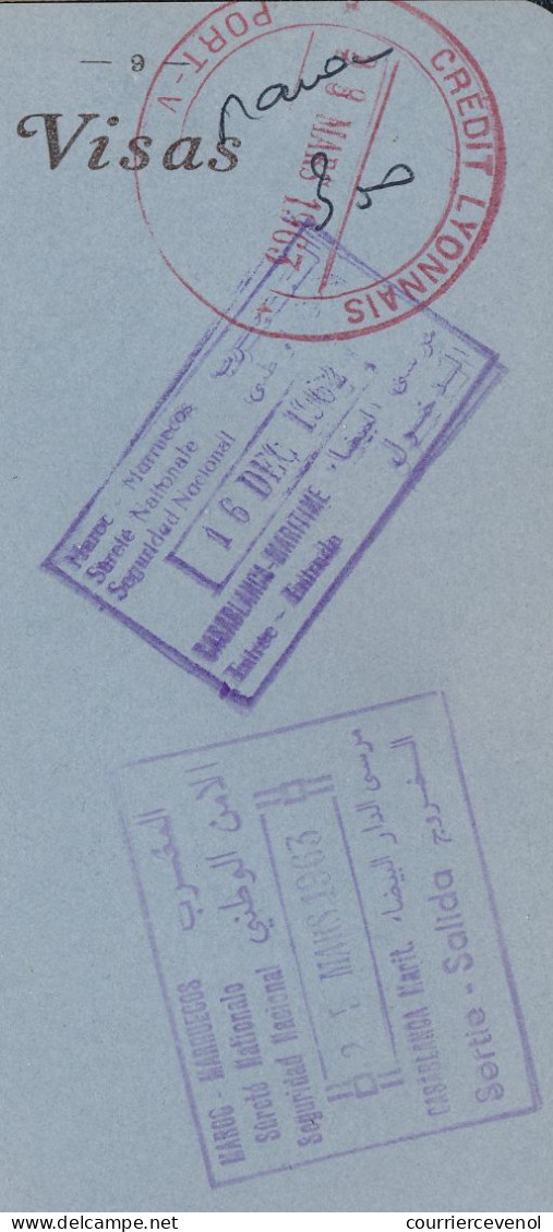 FRANCE / Maroc - Passeport 1960 fiscal 32,00NF visas Casablanca + Carte d'identité Fiscaux 4f et 9F - Même personne