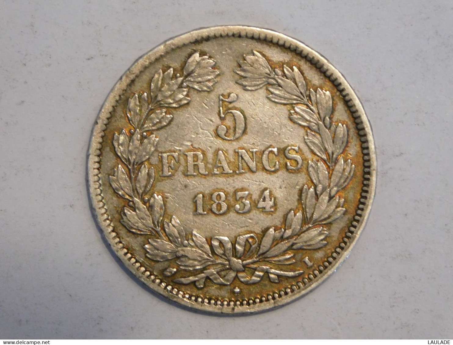 FRANCE 5 Francs 1834 I - Silver, Argent Franc - 5 Francs