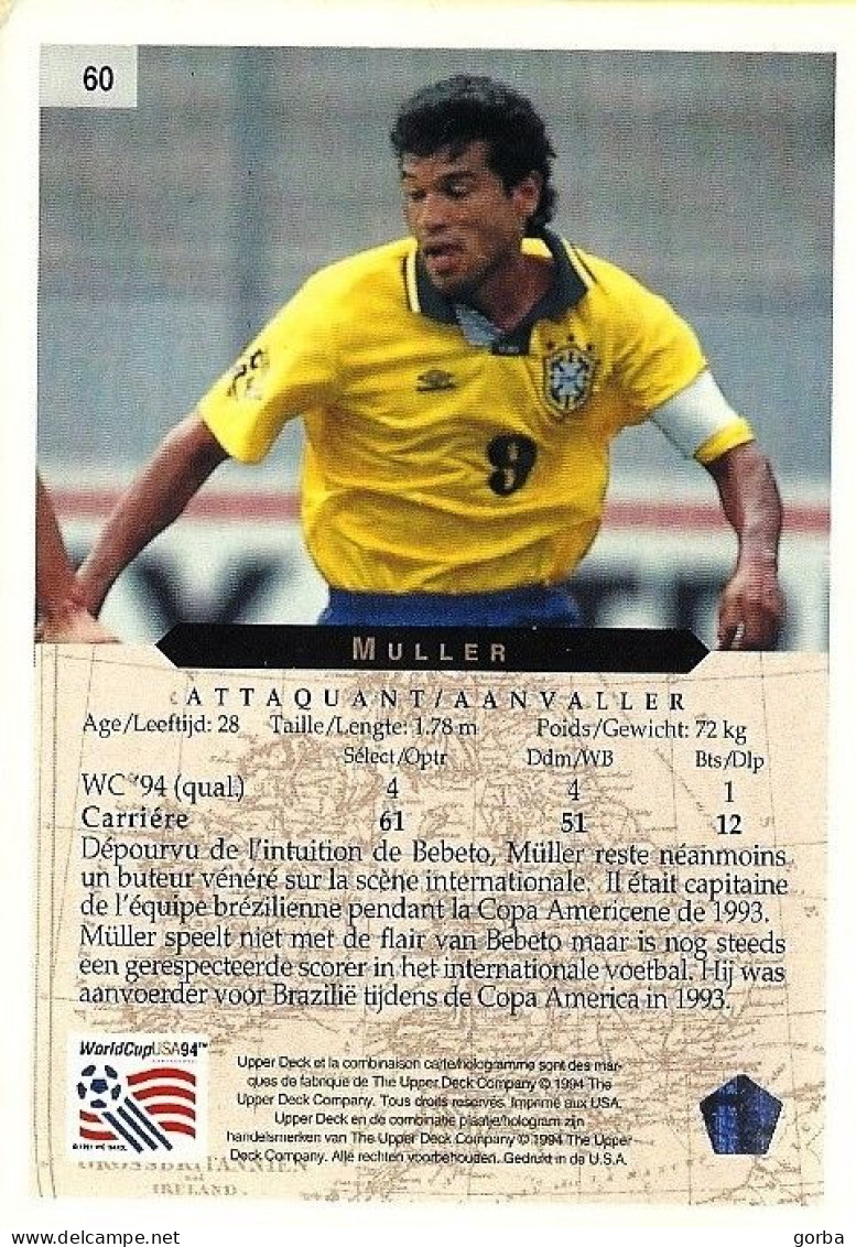 *Carte PANINI UPPER DECK - WorldCup USA 94 - 60 MULLER - BRASIL - Trading Cards