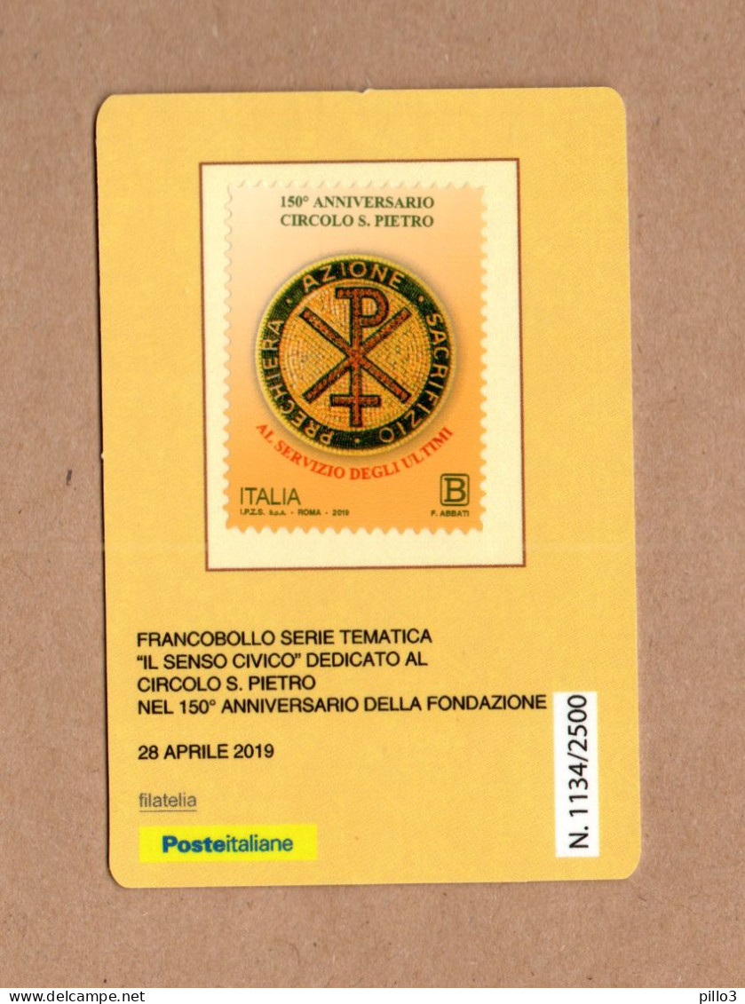 ITALIA  :  Tessera Filatelica -150° Della Fondazione Del Circolo Di San Pietro - 28.04.2019 - Philatelic Cards