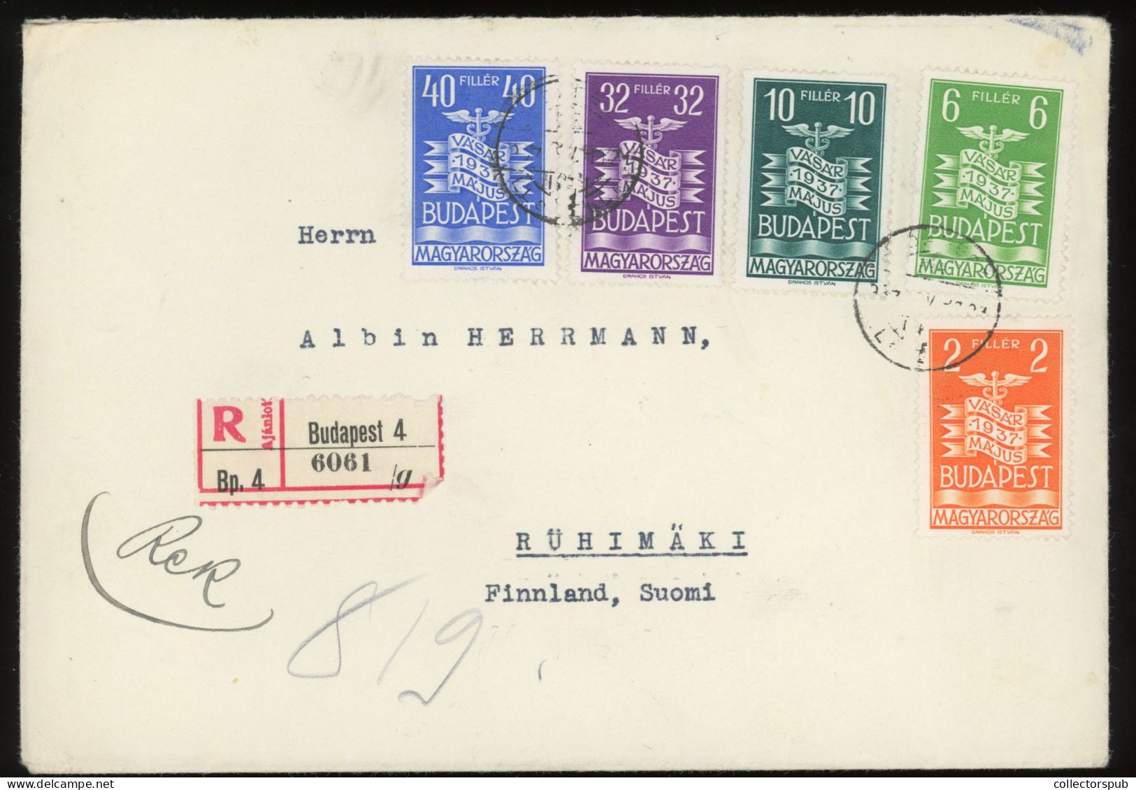 HUNGARY BUDAPEST 1937. Nice Registered Cover To Finnland - Covers & Documents