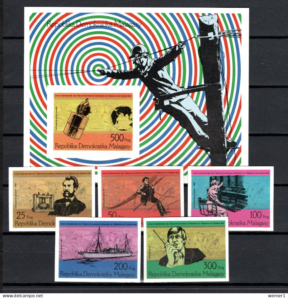 Malagasy - Madagascar 1976 Space, Telephone Centenary Set Of 5 + S/s Imperf. MNH -scarce- - Afrique