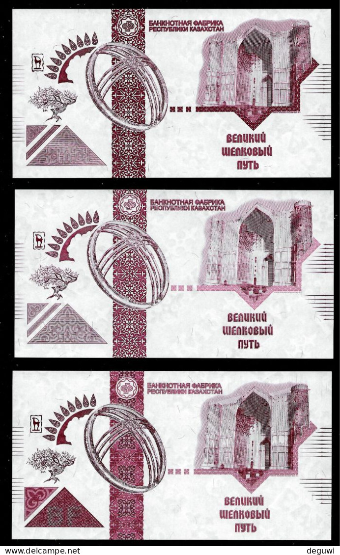 3 Diff. Test Notes 2008 From Kazakhstan, Typ A, B Und C, Uniface, INTAGLIO, UNC - Kazachstan