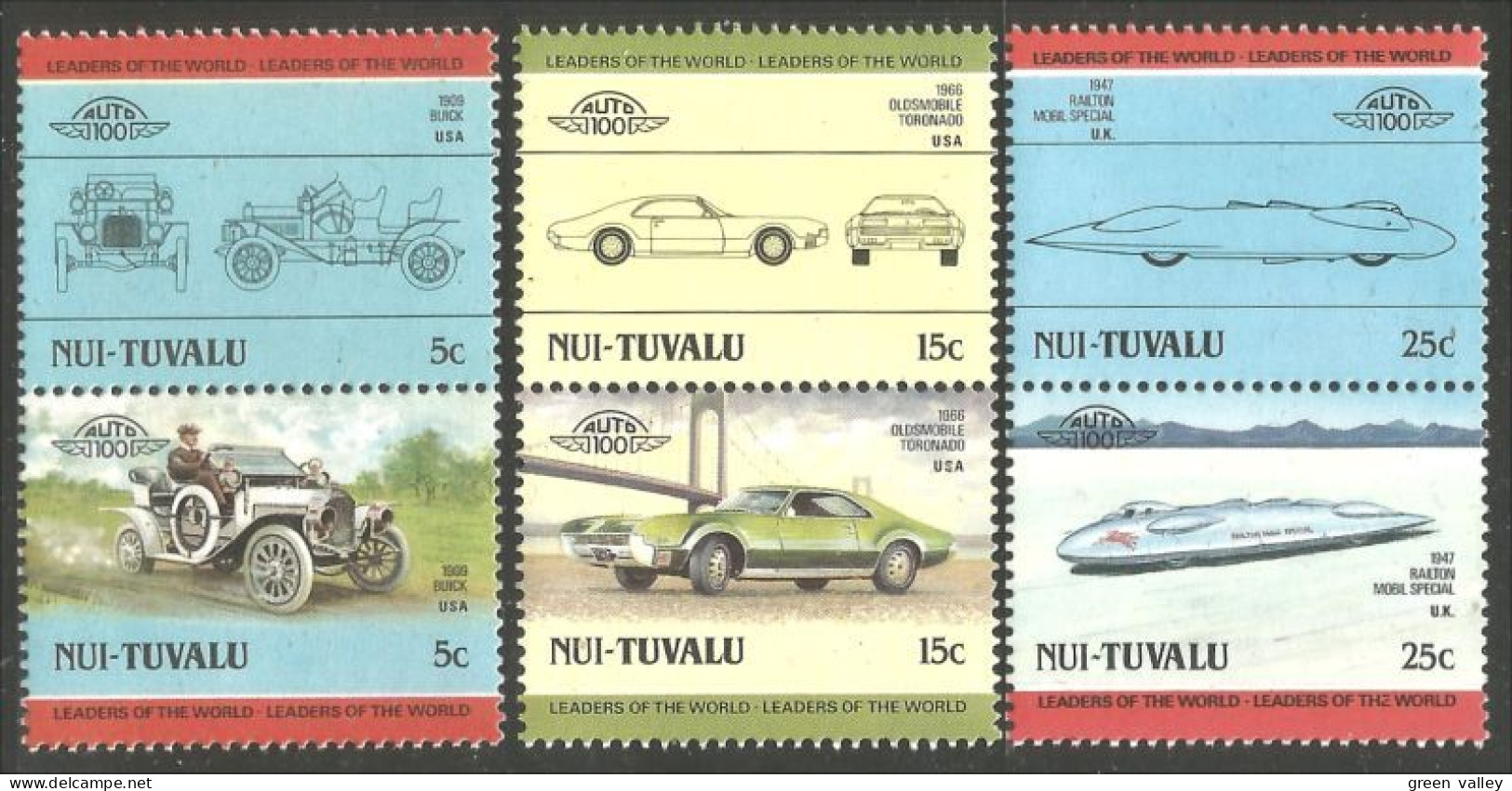 AU-23 Nui Tuvalu Automobiles Cars Voitures Buick 1908 Oldsmobile Toronado Ralton In Pairs MNH ** Neuf SC - Cars