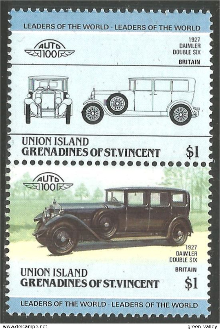 AU-21 Union Island Automobile Car Voiture 1927 Daimler Double Six Pair Of Stamps MNH ** Neuf SC - Autos