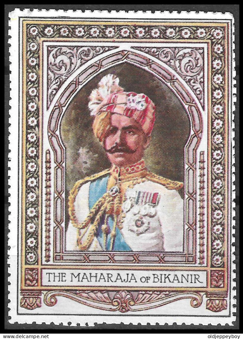 Vignette Militaire  Reklamemarke Cinderella 4.5 X 6 Cm THE MAHARAJA OF BIKANIR  - Erinnophilie