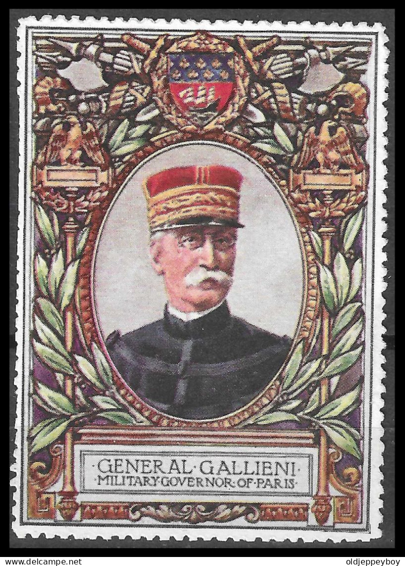 Vignette Militaire  Reklamemarke Cinderella 4.5 X 6 Cm GENERAL GALLIENI MILITARY GOVERNOR OF PARIS FRANCE - Erinnophilie