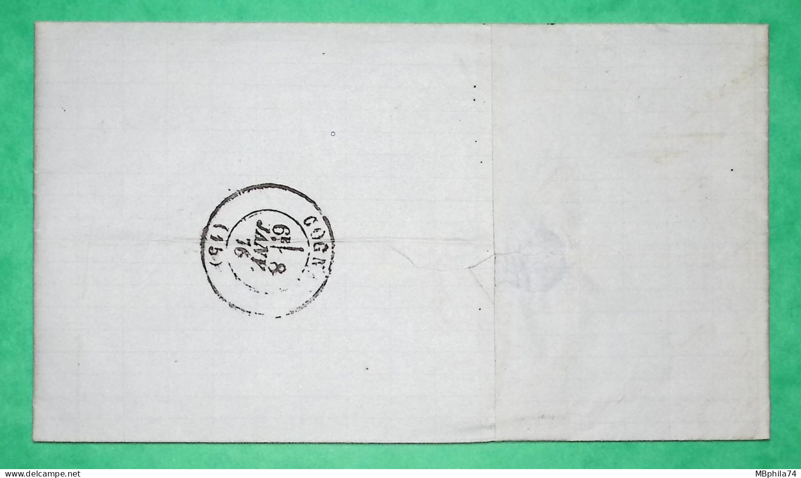 N°60C CONVOYEUR STATION TONNAY CHARENTE LIGNE LaR.A CHARENTE INFERIEURE POUR COGNAC 1876 LETTRE COVER FRANCE - Railway Post