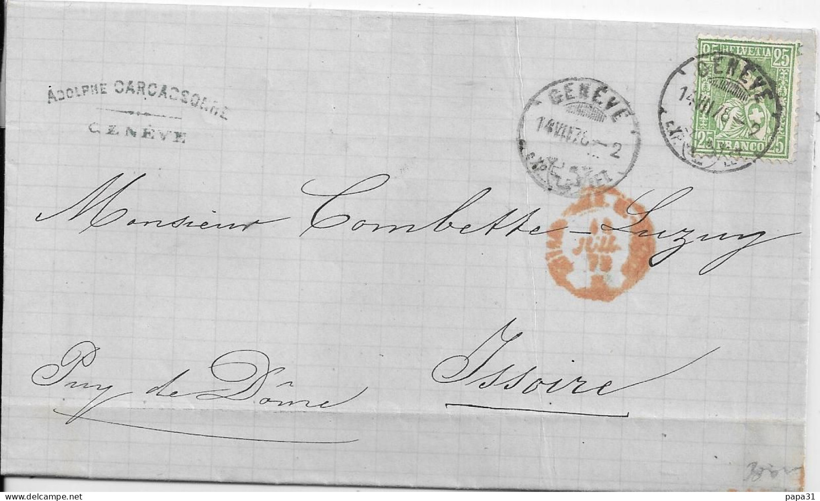 Lettre  De GENEVE  De 1878 - Autres & Non Classés