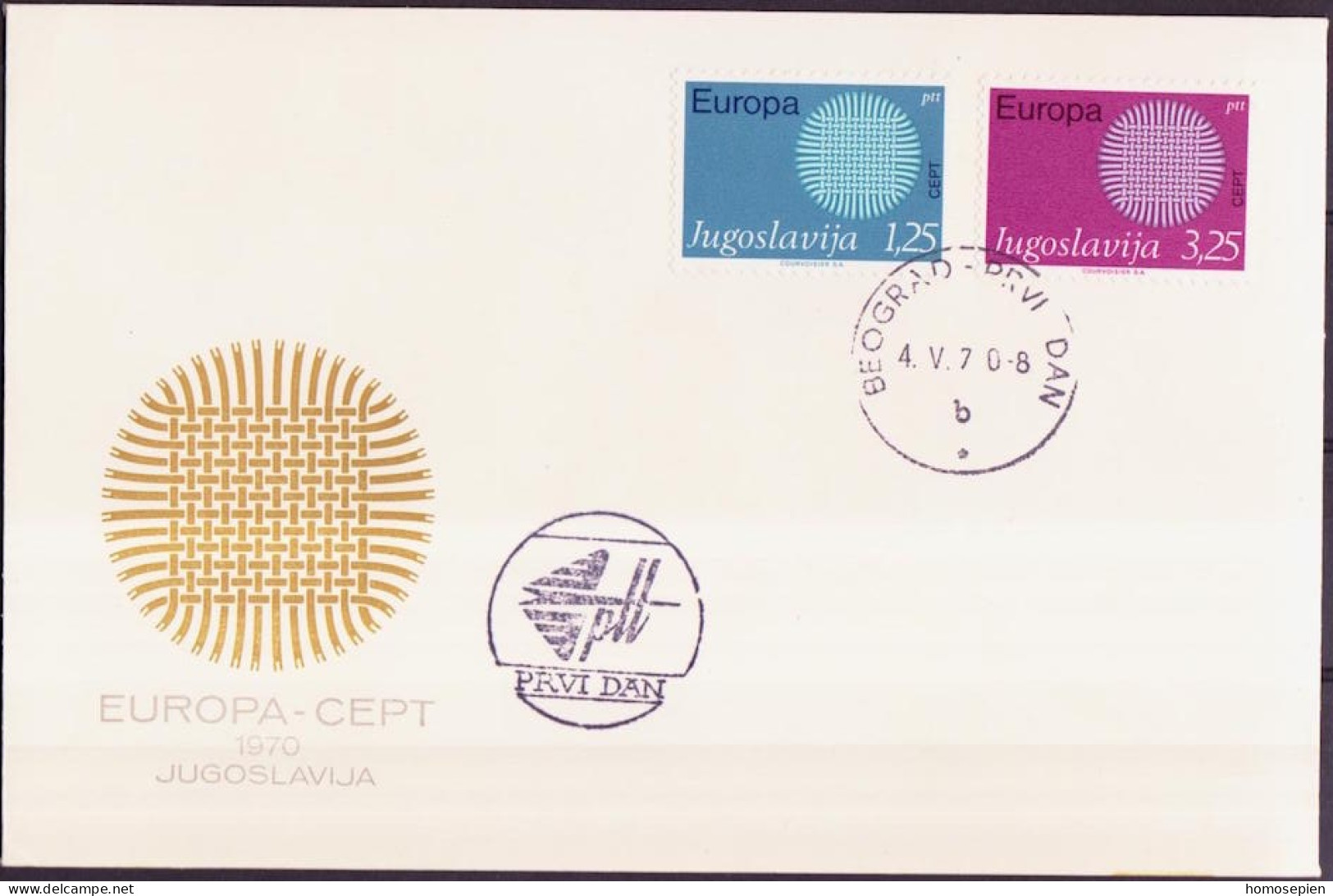 Europa CEPT 1970 Yougoslavie - Jugoslawien - Yugoslavia FDC Y&T N°1269 à 1270 - Michel N°1379 à 1380 - 1970