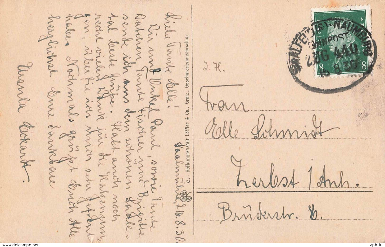 Bahnpost (Ambulant; R.P.O./T.P.O.) Saalfeld-Naumburg (ZA2678) - Lettres & Documents