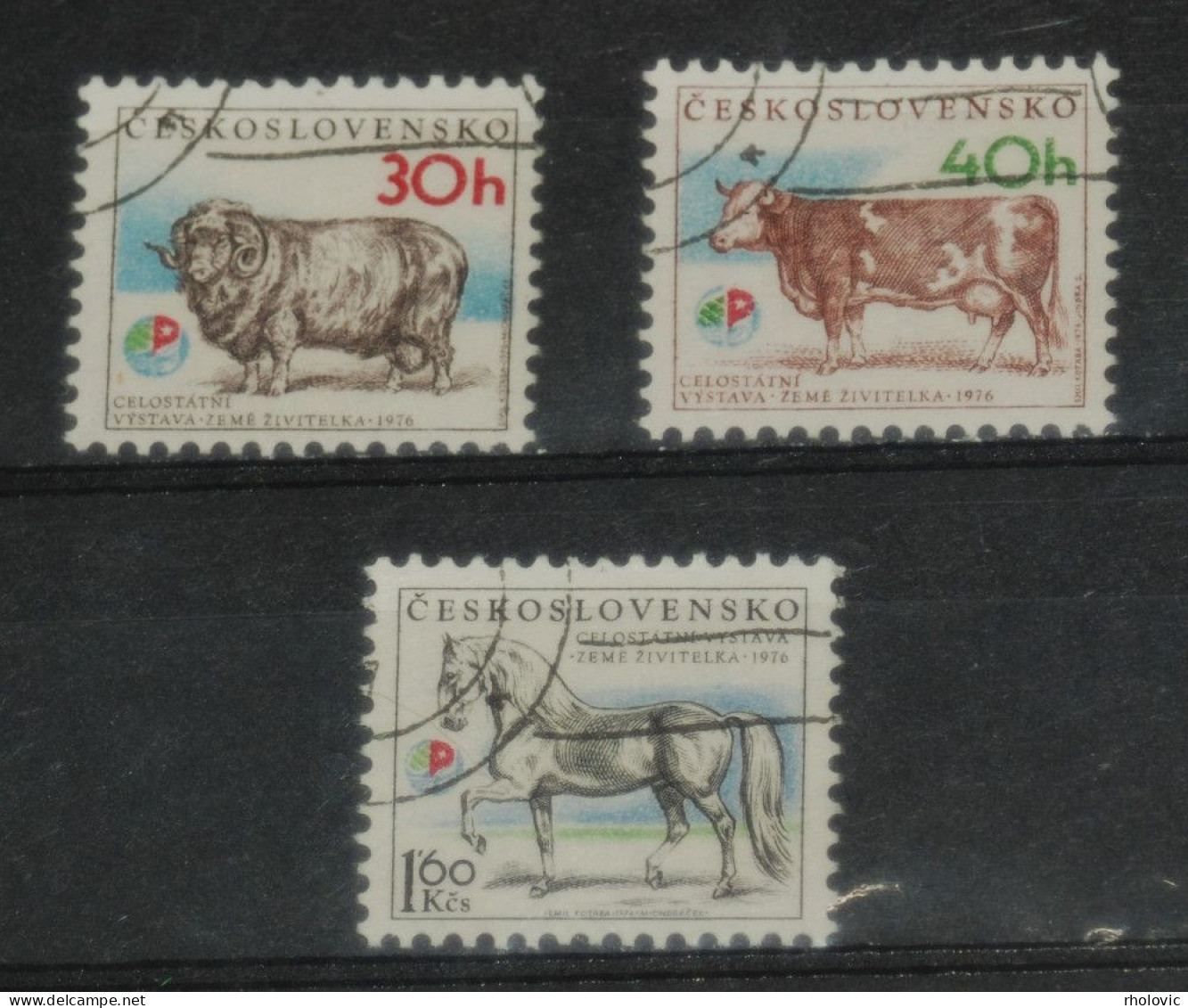 CZECHOSLOVAKIA 1976, Agricultural Exhibition, Horses, Cown, Sheep, Animals, Fauna, Mi #2336-8, Used - Farm