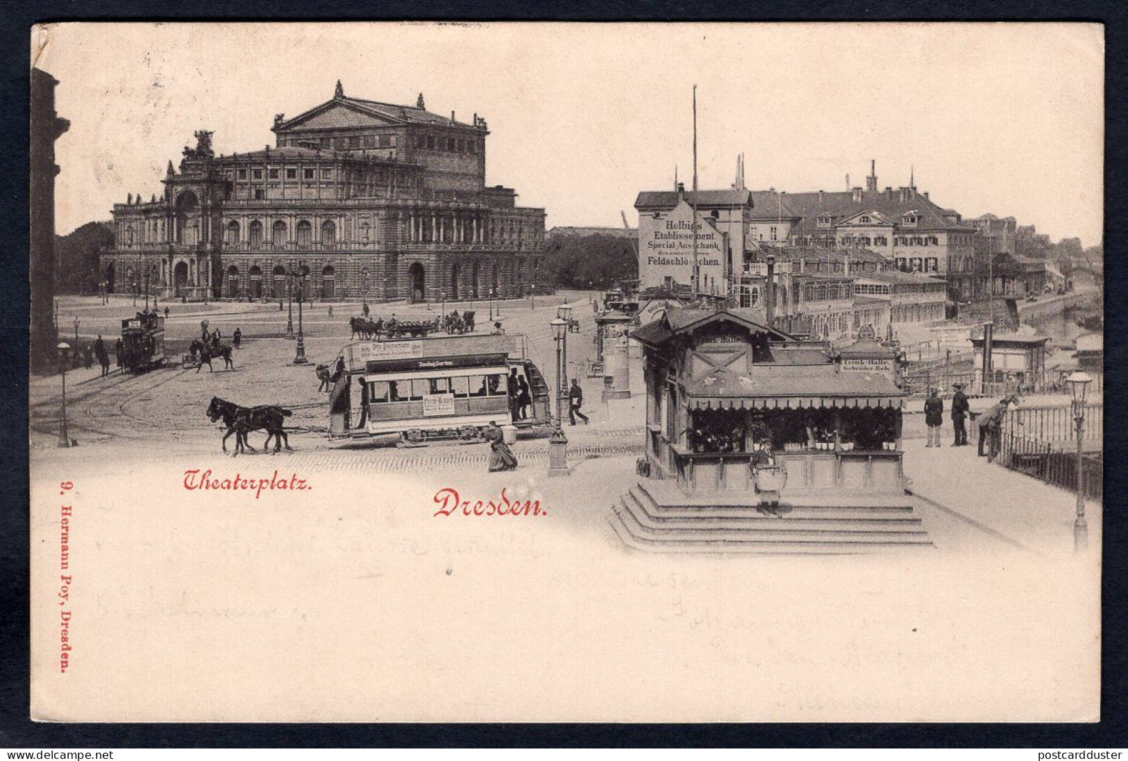 Germany 1899 DRESDEN Theaterplatz. Tram. Old Postcard  (h2179) - Dresden