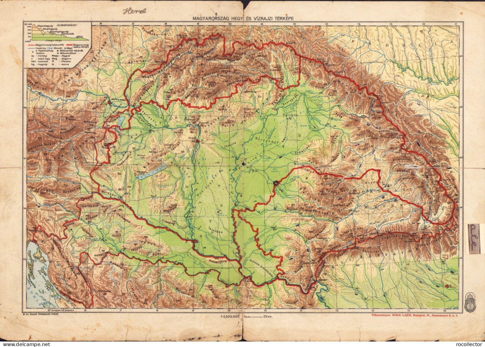 Magyarország Hegy- és Vizrajzi/politikai Térképe, 1943 A2480N - Landkarten