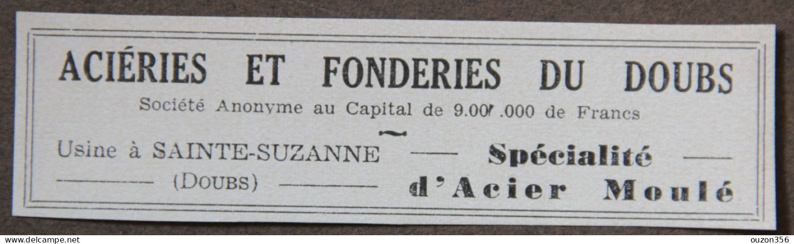 Publicité : Aciéries Et Fonderies Du Doubs, Usine à Sainte-Suzanne, 1951 - Publicités