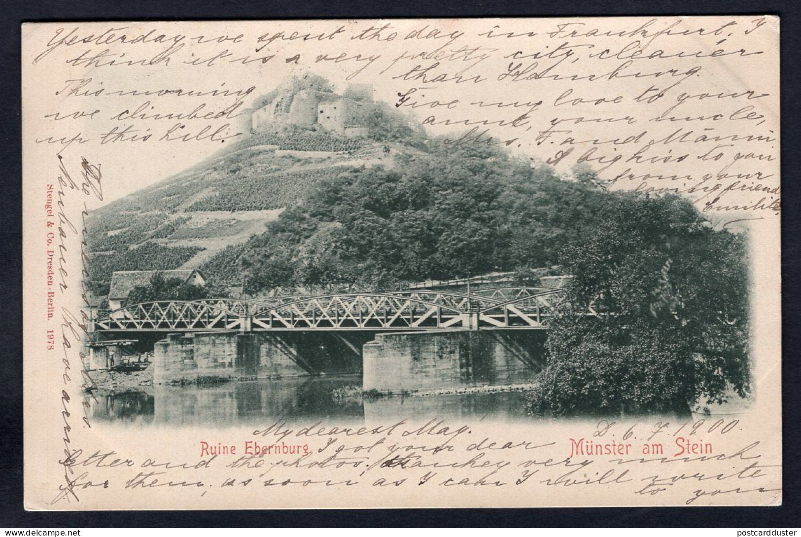 Germany 1900 Münster Am Stein. Ruine Ebernburg. Bridge. Old Postcard  (h3172) - Bad Muenster A. Stein - Ebernburg