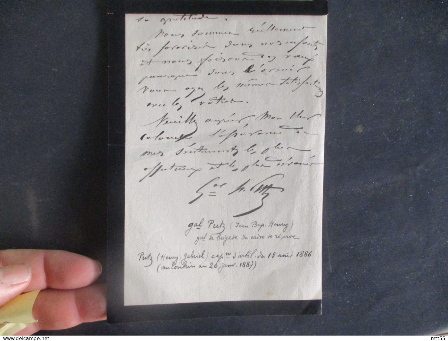 GENERAL  HENRY PUTZ  LETTRE AUTOGRAPHE - Documents