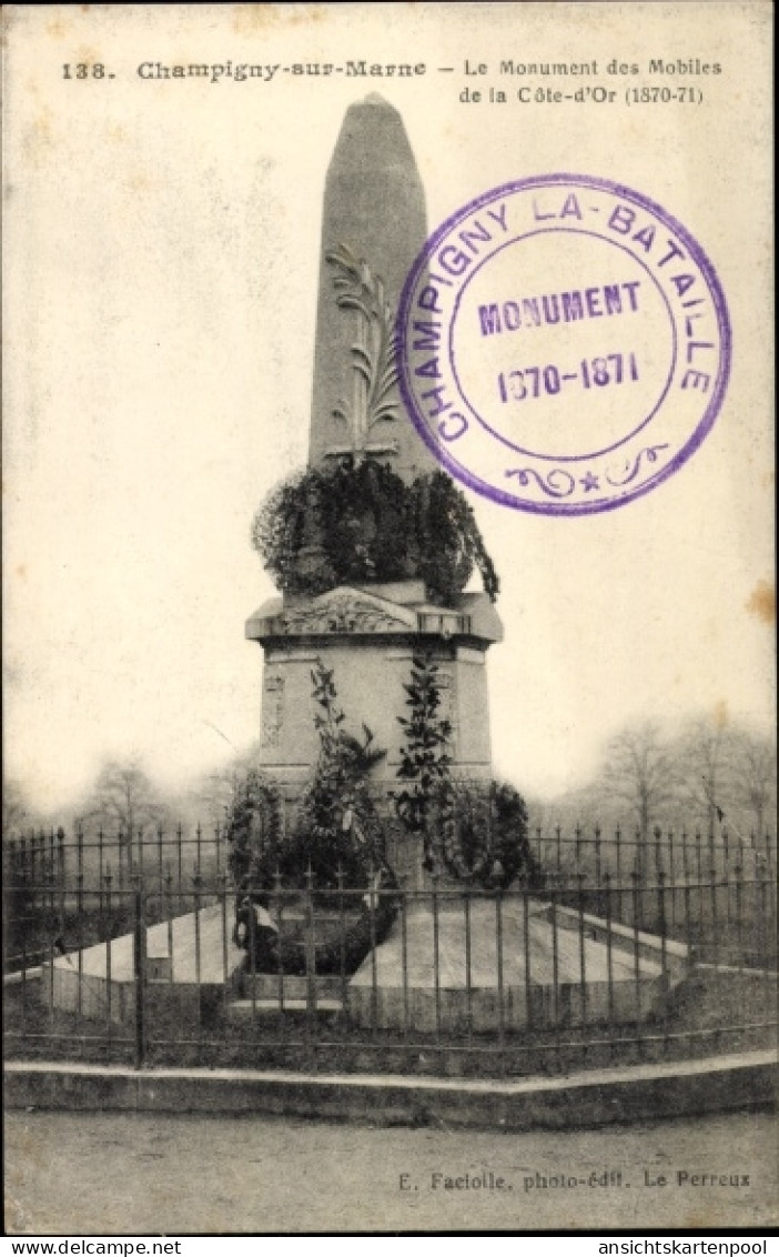 CPA Champigny Sur Marne Val De Marne, Monument Des Mobiles De La Côte D'Or - Autres & Non Classés