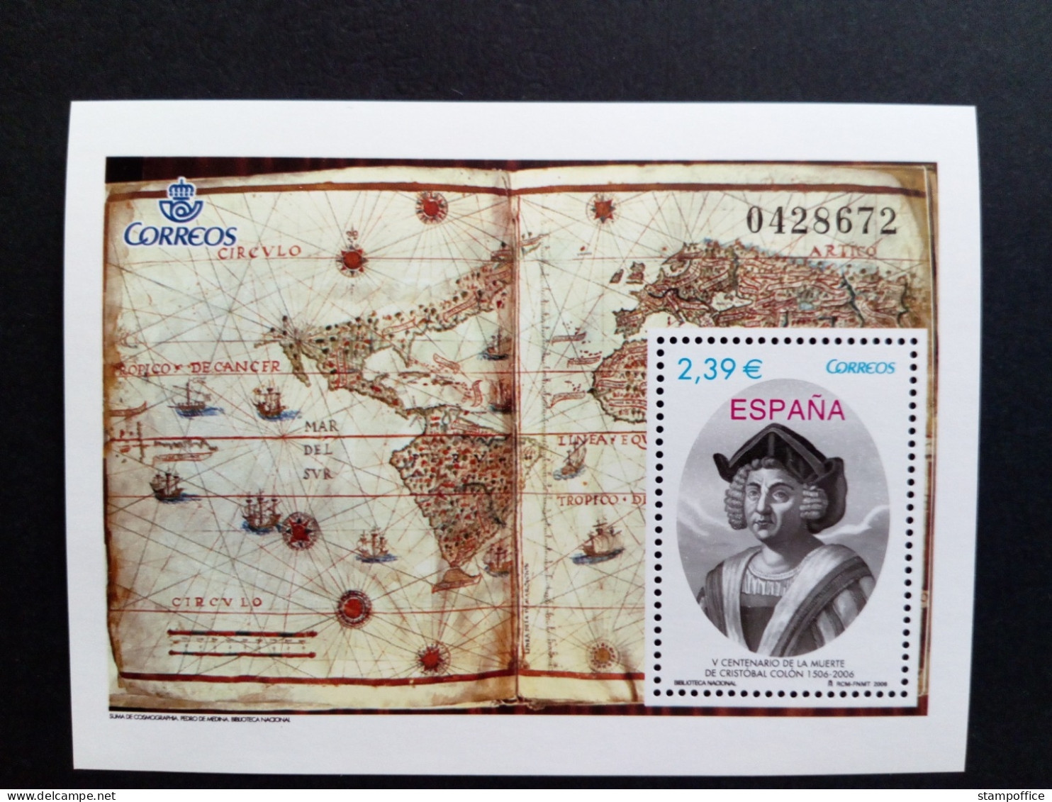 SPANIEN BLOCK 148 POSTFRISCH(MINT) 500. TODESTAG VON CHRISTOPH KOLUMBUS 2005 LANDKARTE - Blocs & Feuillets