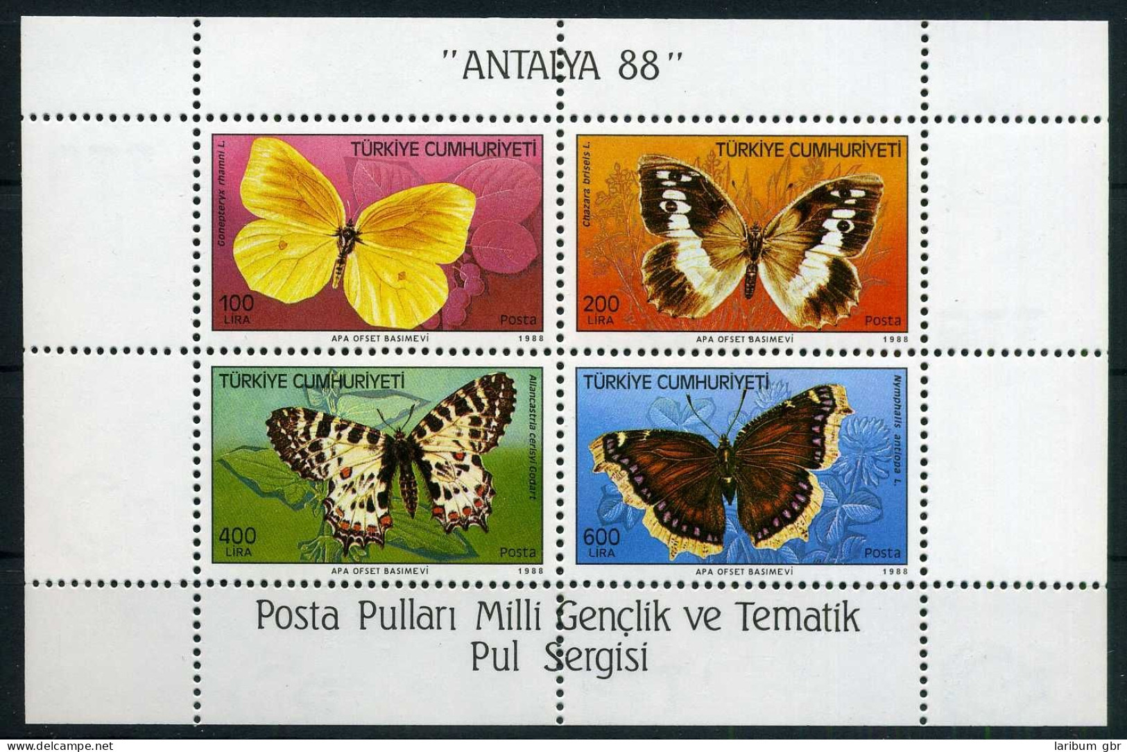 Türkei Block 26 Postfrisch Schmetterlinge #GB745 - Sonstige & Ohne Zuordnung