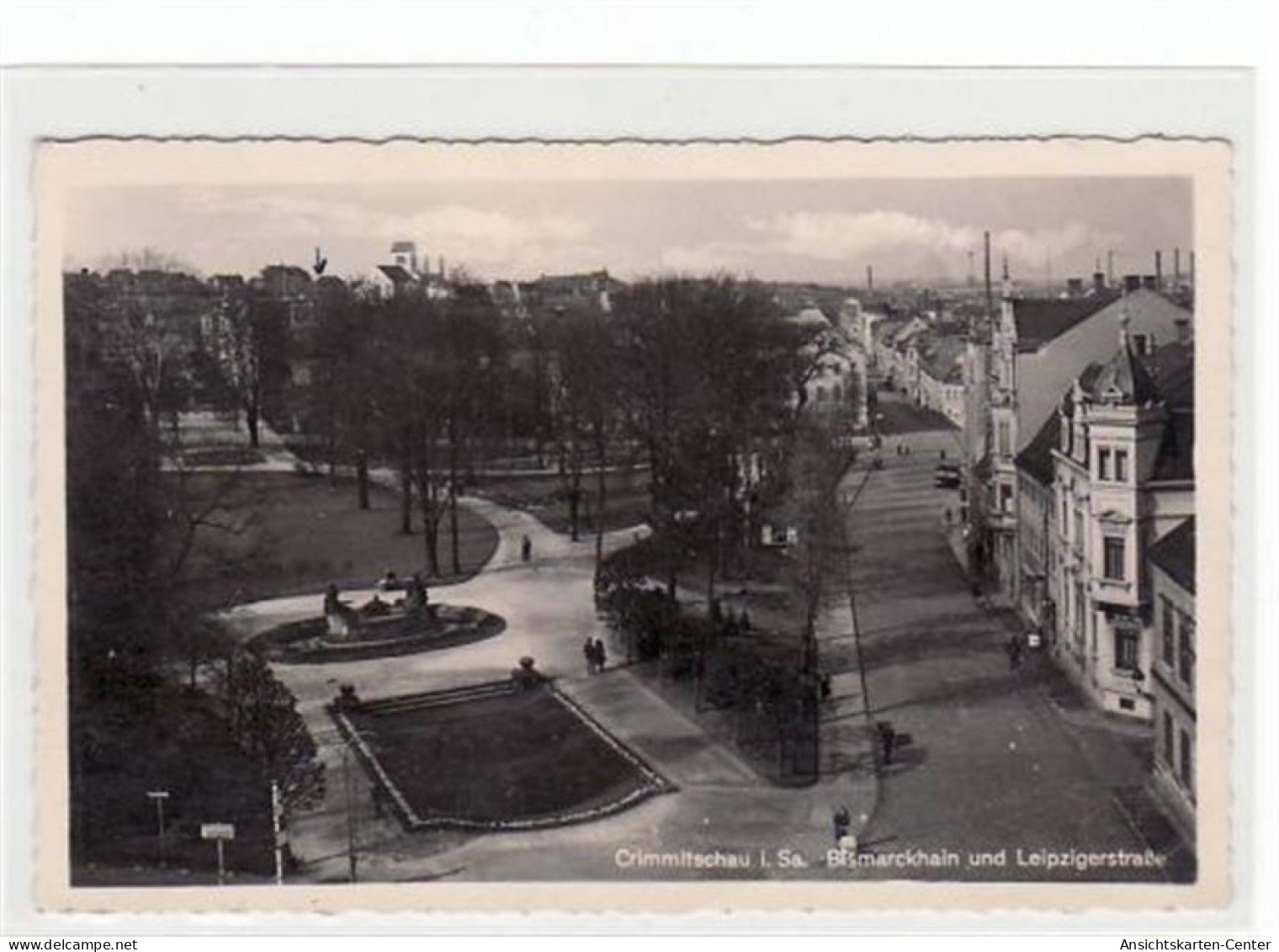 39038911 - Crimmitschau Mit Bismarckhain Und Leipzigerstrasse Gelaufen Von 1938. Gute Erhaltung. - Crinitzberg