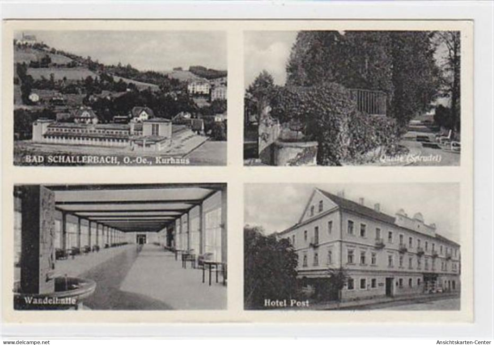39042611 - Bad Schallerbach Mit Kurhaus, Quelle (Sprudel), Wandelhalle Und Hotel Post Gelaufen 1951. Rueckseite Leicht  - Other & Unclassified