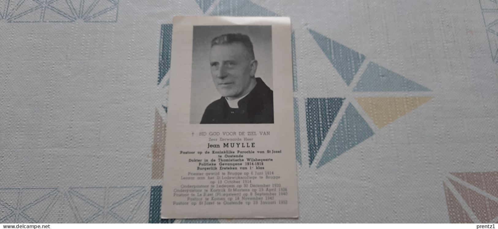 Jean Muylle Geb. Brugge 6/06/1914- Pastoor Oostende- Ploitiek Gevangene- Gest. Oostende 22/12/1954 - Images Religieuses