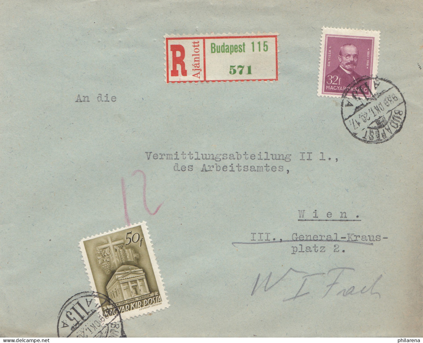1939: Einschreiben Budapest Nach Wien - Autres & Non Classés