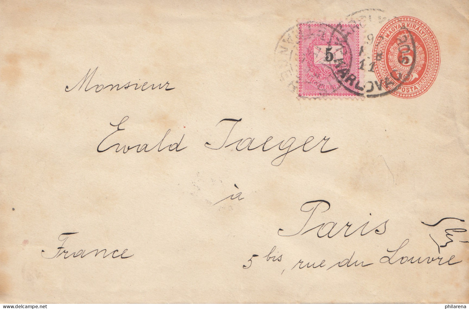Ungarn: 1897: Ganzsache Nach Paris - Autres & Non Classés
