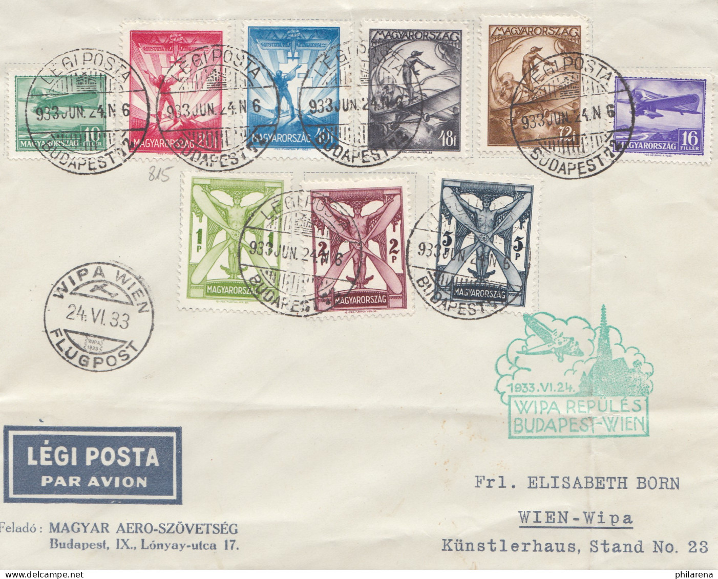 Ungarn: 1933: Luftpost WIPA Wien Von Budapest - Altri & Non Classificati