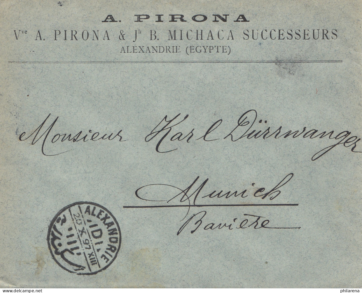 Ägypten/Egypte: Alexandria 1897 Nach München - Other & Unclassified