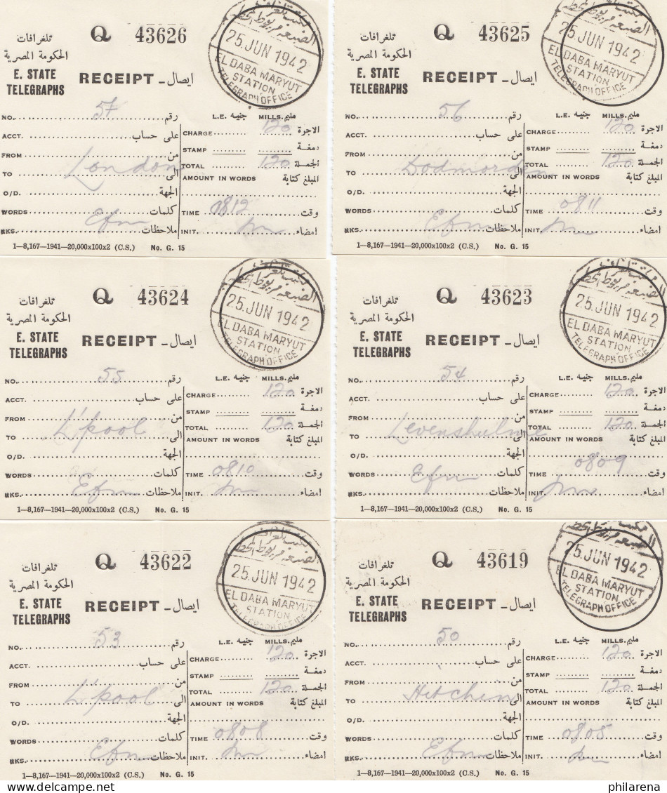 Ägypten/Egypte: 1942: 12x Receipt El Daba Maryut Mit Telegram Umschlag - Other & Unclassified
