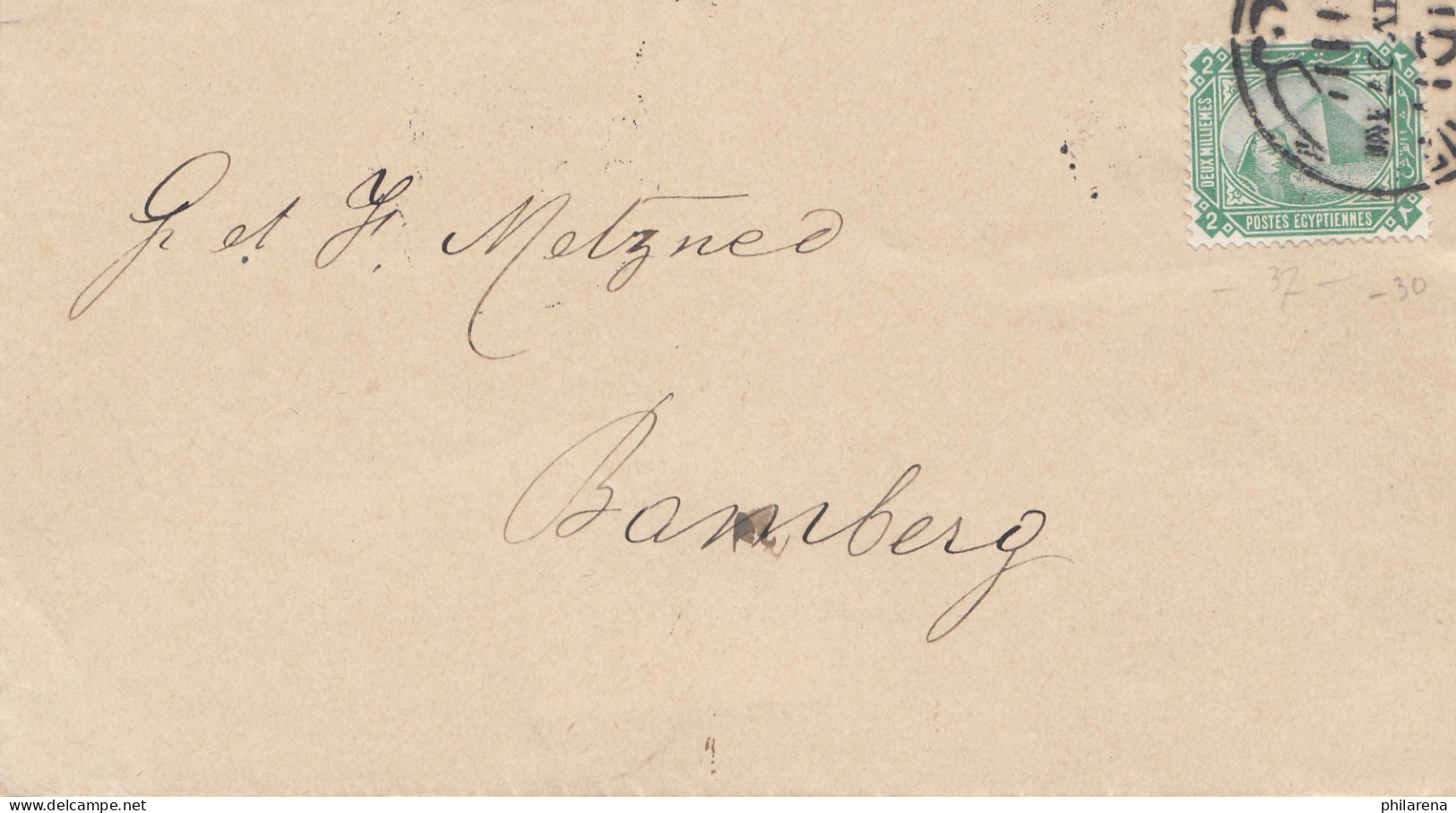 Ägypten/Egypte: 1897: Brief Von Alexandria Nach Bamberg - Autres & Non Classés