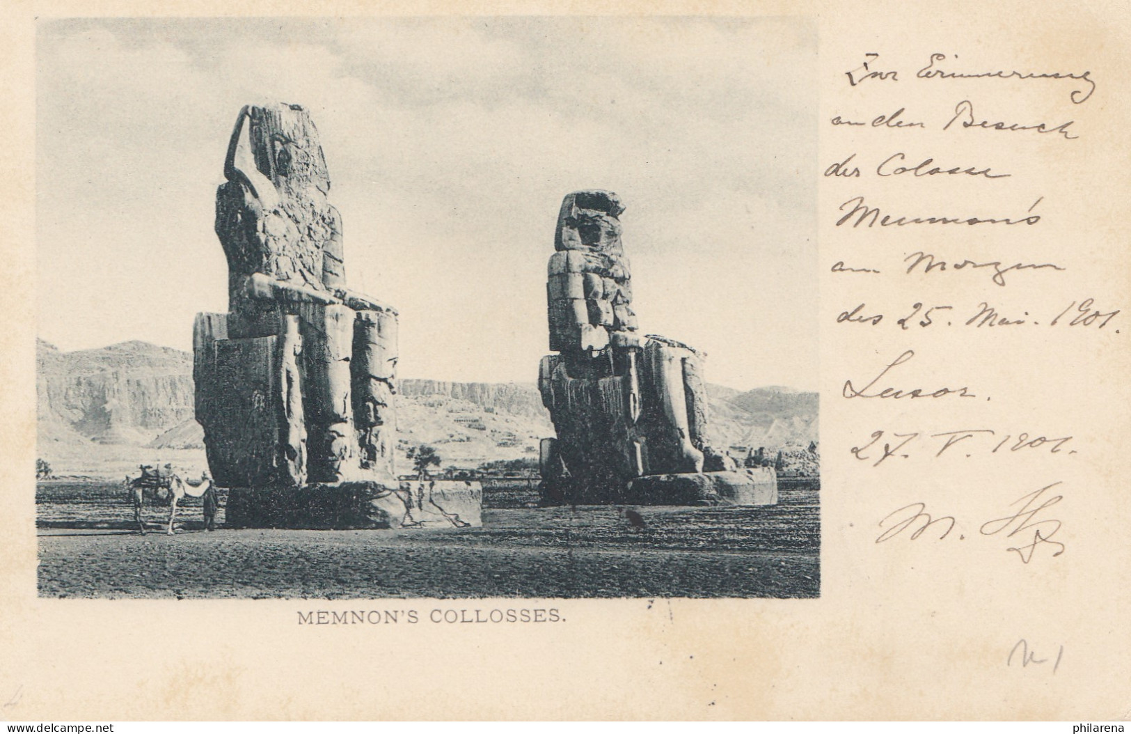 Ägypten/Egypte: 1901: Ansichtskarte Luxour Nach Cairo: Memnon's Collosses - Autres & Non Classés