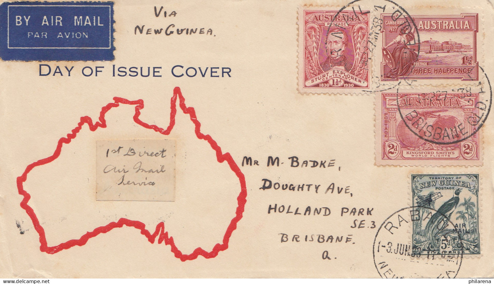 Australien: 1938: FDC Air Mail Brisbane - Other & Unclassified