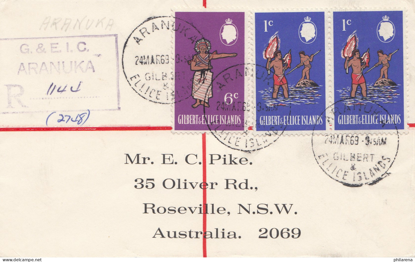 Australien: 1969: Einschreiben Aranuka Ellice Islands To Roseville, Registered - Other & Unclassified