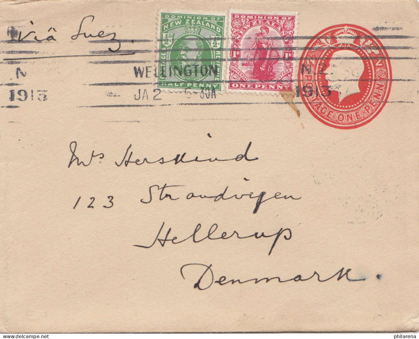 Australia 1913: Letter Via Suez To Denmark - Autres & Non Classés