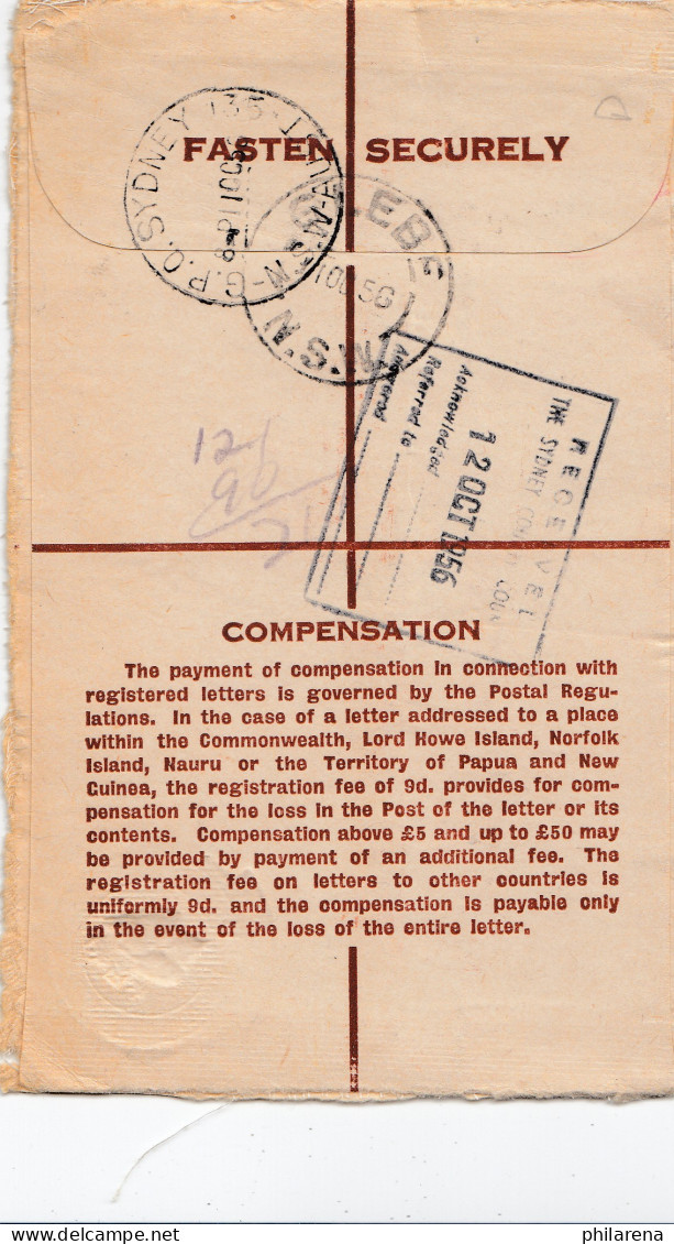 Australia 1956: Registered Letter, Glebe To Sydney - Altri & Non Classificati
