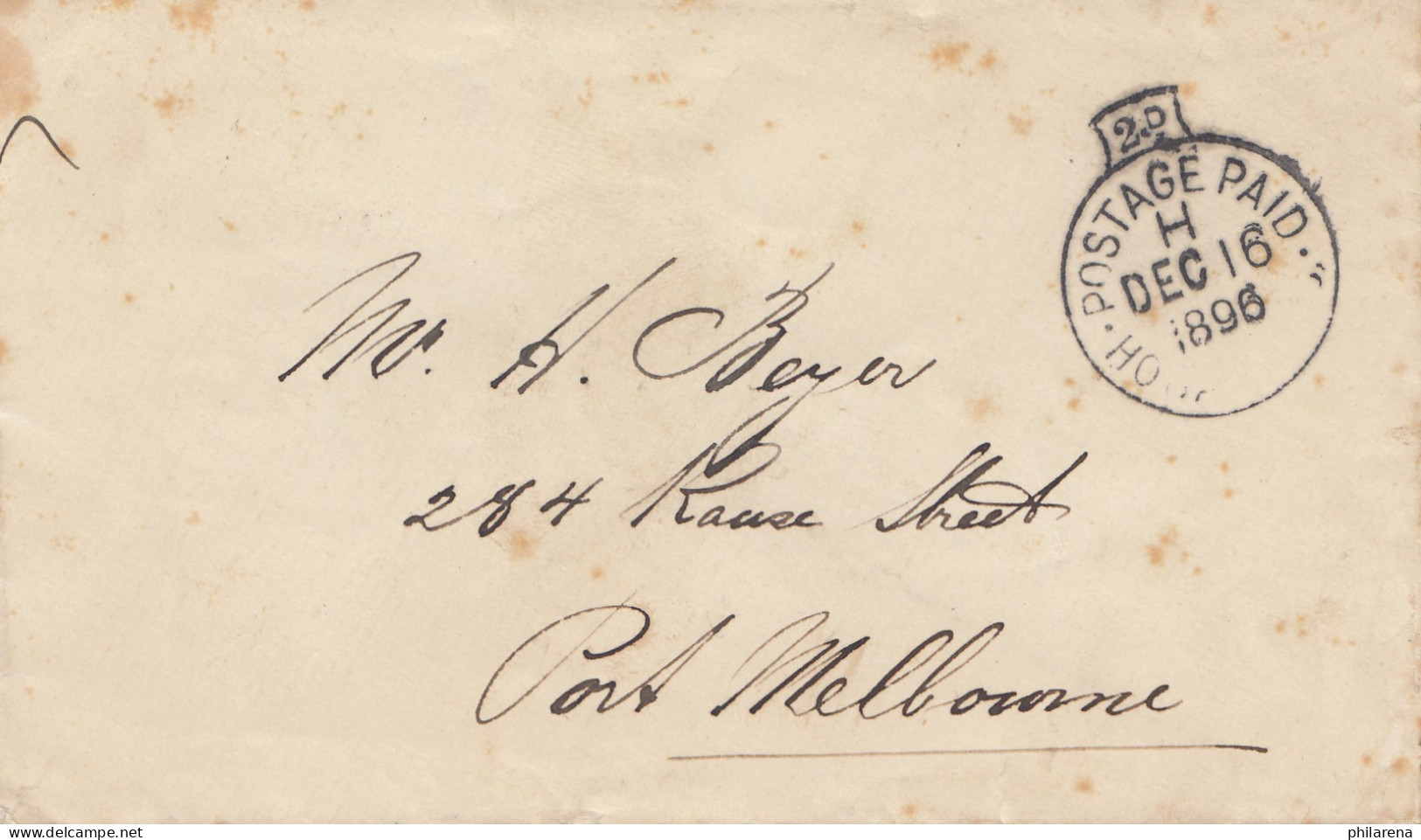 Australia - Postage Paid 1896 To Melbourne - Otros & Sin Clasificación