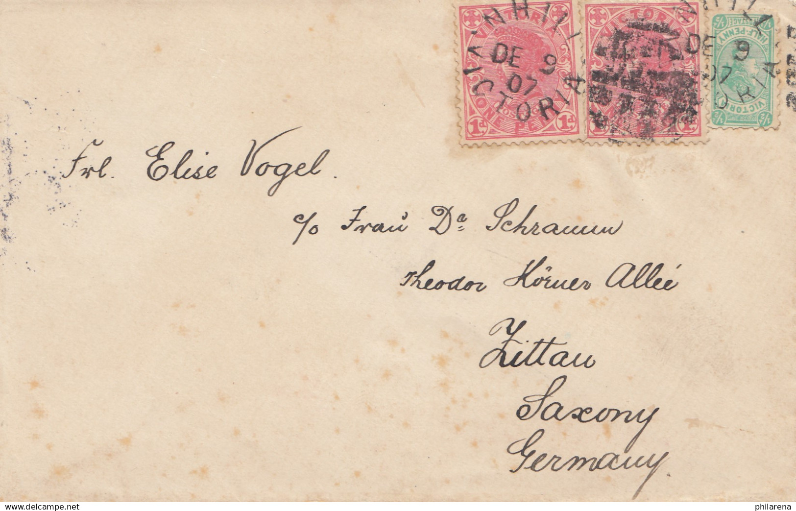 Australia 1907: Letter Victoria To Germany - Zittau - Autres & Non Classés