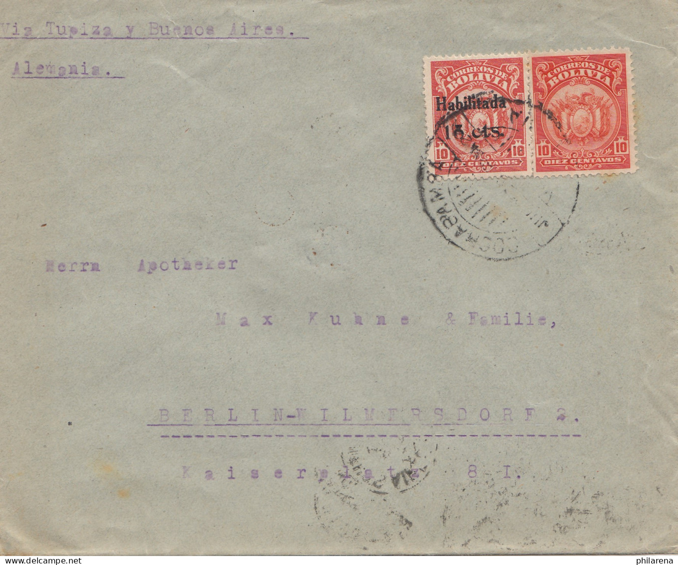 1924 Cover Cochabamba Via Buenos Aires To Berlin/Germany - Bolivie