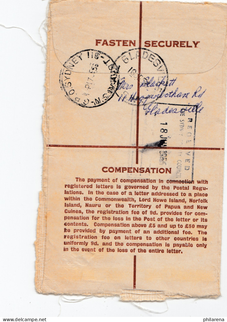 Australia 1956: Registered Letter Gladesville To Sydney - Sonstige & Ohne Zuordnung