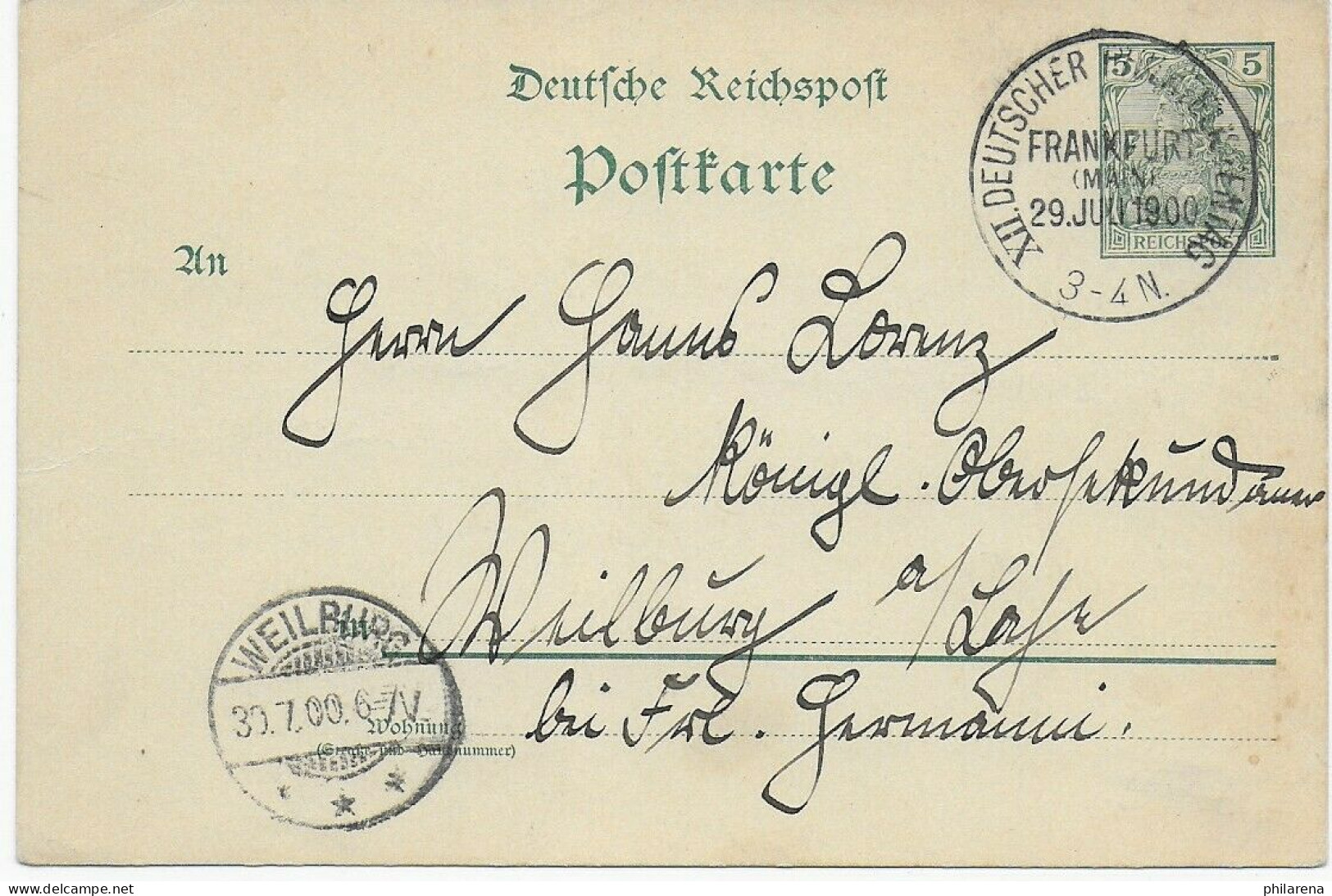 Ganzsache Reichspost Mit Sonderstempel XII. Deutscher Philatelistentag Frankfurt - Briefe U. Dokumente
