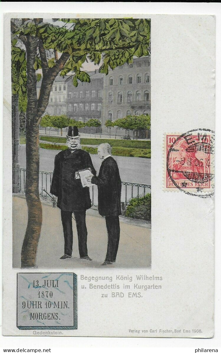 Begegnung König Wilhelm Und Benedettis In Bad Ems: 1906 Nach Saint Cloud - Covers & Documents